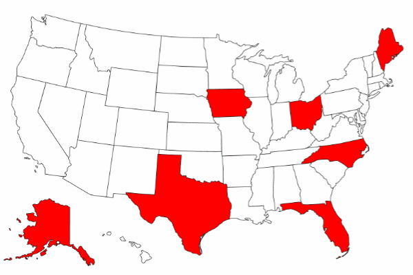 Senate battleground states: Ohio, Alaska, Iowa, Maine, North Carolina, Florida, Texas