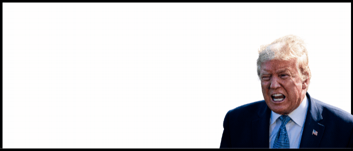 Poll bar chart: Democrats 45% vs Republicans 42% with screaming Trump