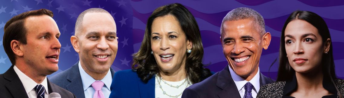 Chris Murphy, Hakeem Jeffries, Kamala Harris, Barack Obama, AOC