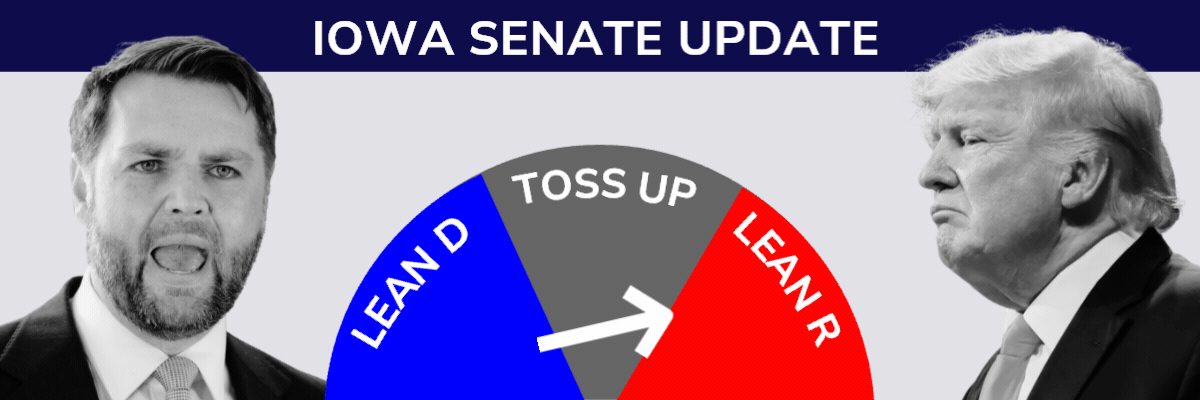 Iowa Senate race, needle moving from Lean R to Toss Up