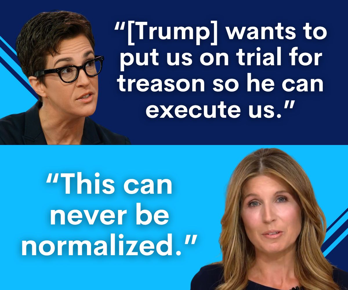 Quote graphic featuring Rachel Maddow and Nicolle Wallace