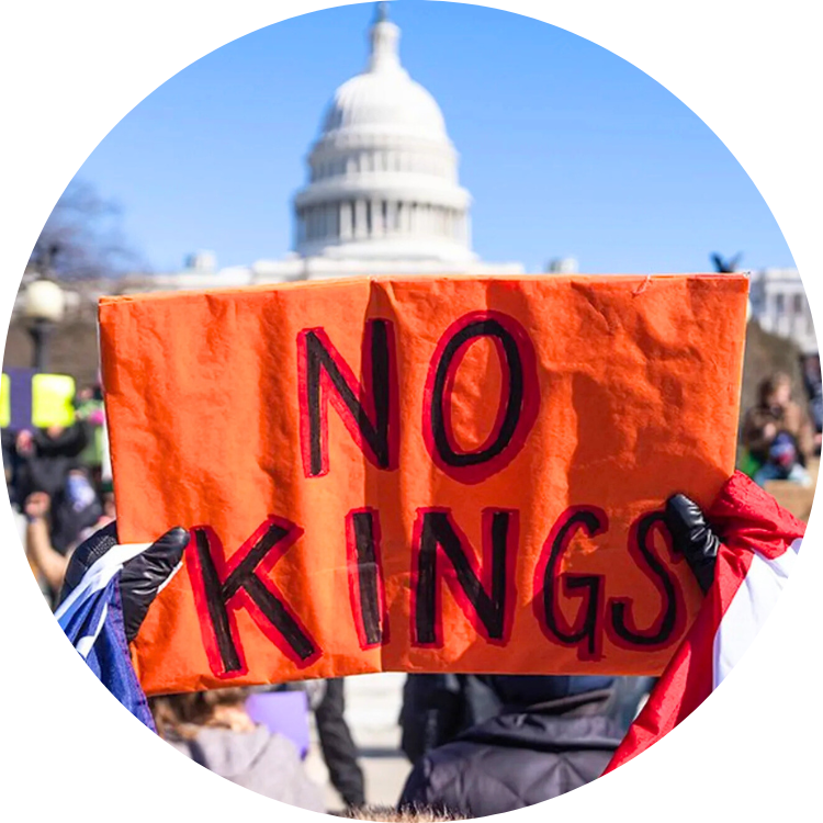 No Kings protest sign