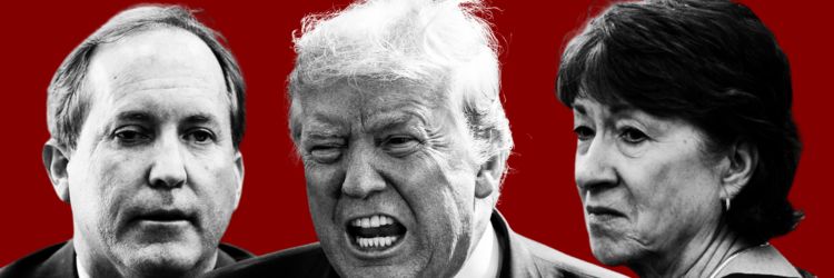 Screaming Donald Trump with Ken Paxton and Susan Collins