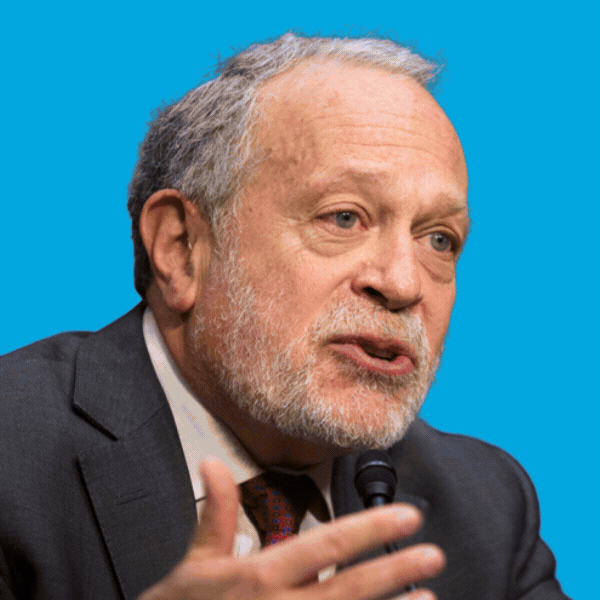Rotating images of Robert Reich, Nicolle Wallace, Raphael Warnock, and Amy Klobuchar