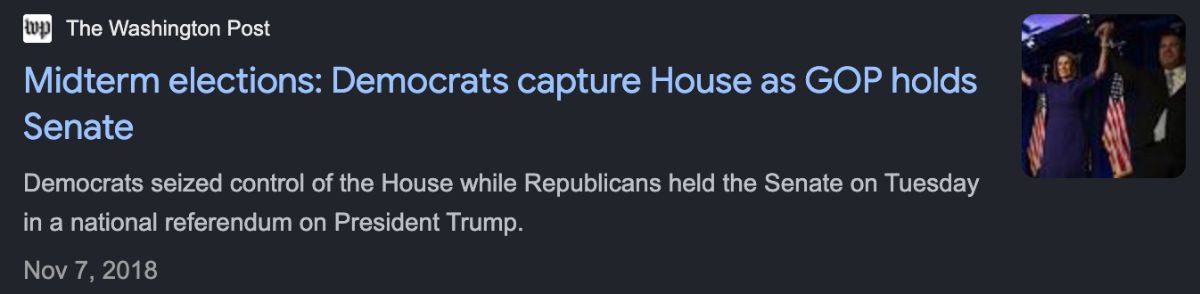 Washington Post: Midterm elections: Democrats capture House as GOP holds Senate
