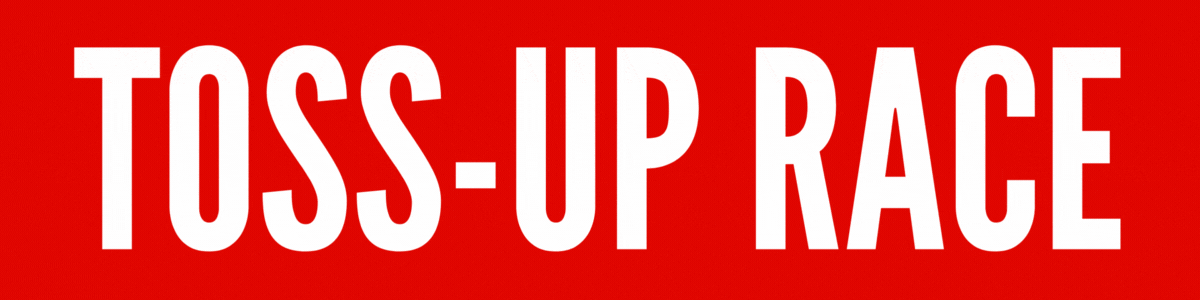 GIF: flashing TOSS-UP RACE / DONATE NOW