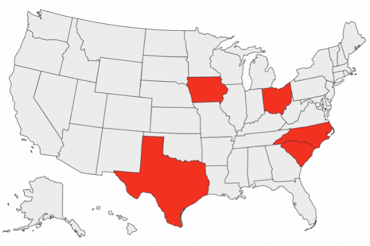 5 states shifting red-to-blue