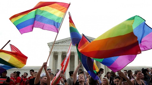 Pride flags at the Supreme Court