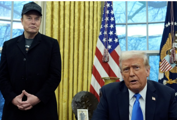 Donald Trump and Elon Musk together in the Oval Office