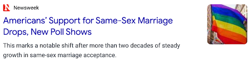 Newsweek: Americans’ Support for Same-Sex Marriage Drops, New Poll Shows
