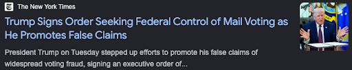 New York Times: Trump Signs Order Seeking Federal Control of Mail Voting as He Promotes False Claims