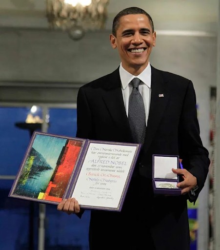 Barack Obama with Nobel Peace Prize