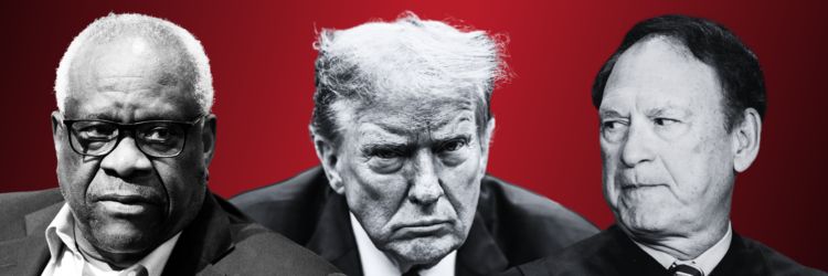Angry Clarence Thomas, Samuel Alito, and Donald Trump