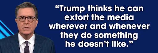 Trump thinks he can extort the media wherever and whenever they do something he doesn't like.