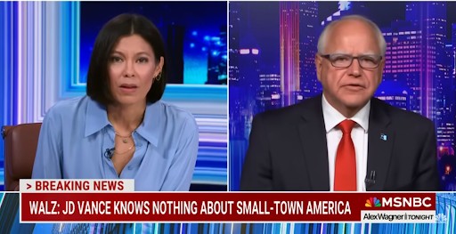 Tim Walz on MSNBC: JD Vance knows nothing about small town America